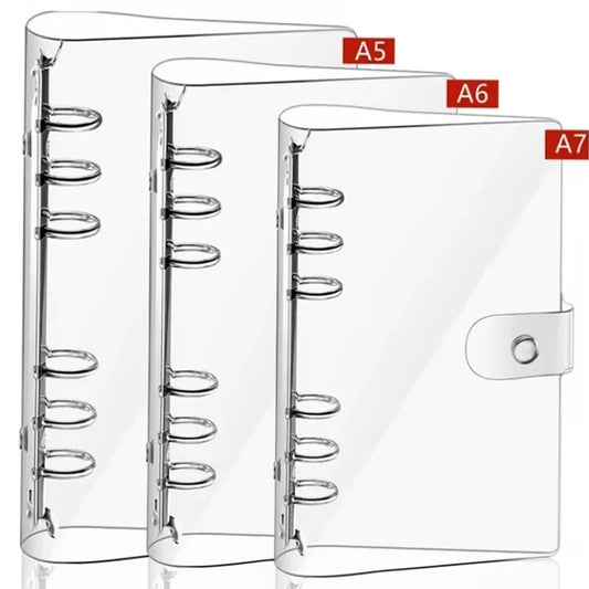 A7 A6 A5 Loose Leaf Binders Transparent Soft PVC 6 Hole Notebook Cover DIY Document Bag Clear Snap Button Close Case