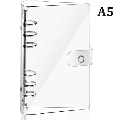 A7 A6 A5 Loose Leaf Binders Transparent Soft PVC 6 Hole Notebook Cover DIY Document Bag Clear Snap Button Close Case