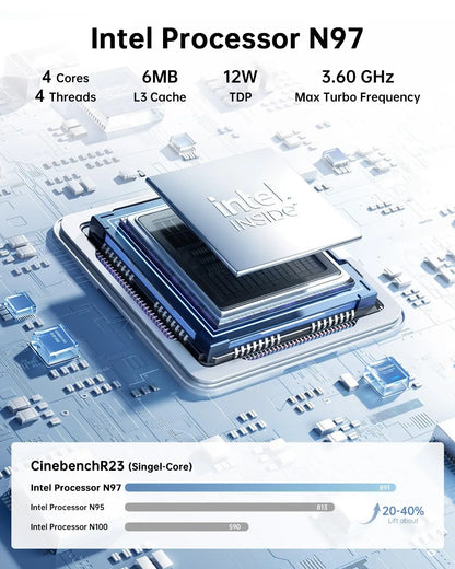 PCACEMAGIC Mini PC E2 Mini Computer Alder Lake-N97 16GB DDR4 GB M.2 SSD Win