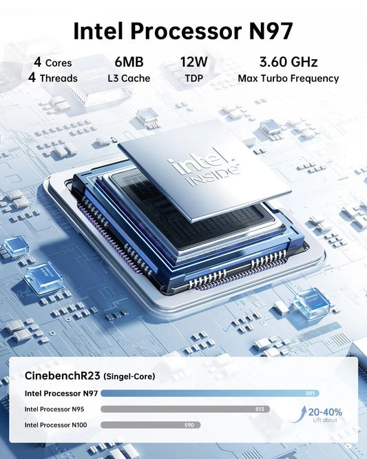 PCACEMAGIC Mini PC E2 Mini Computer Alder Lake-N97 16GB DDR4 GB M.2 SSD Win