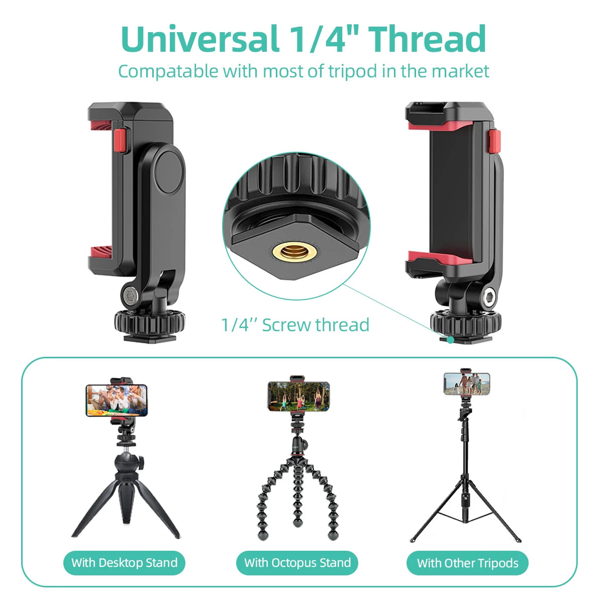 PC AFAITH Universal Phone Tripod Adapter with Remote Control 360° Rotates Adjustable Phone Clip Clamp Holder  iPhone Smartphone