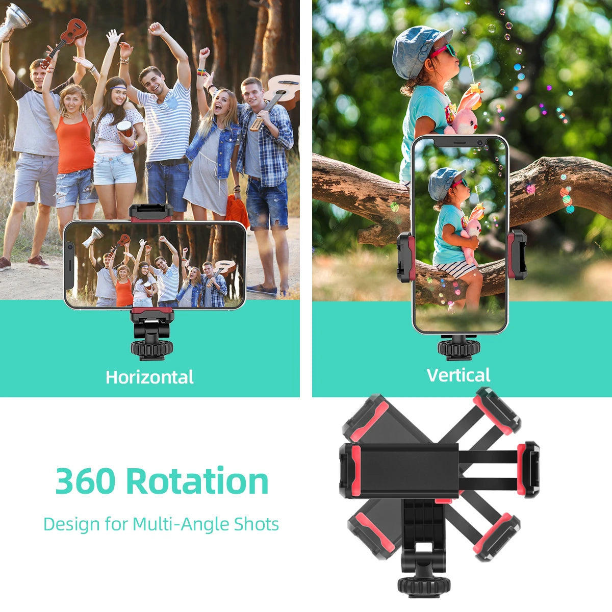 PC AFAITH Universal Phone Tripod Adapter with Remote Control 360° Rotates Adjustable Phone Clip Clamp Holder  iPhone Smartphone