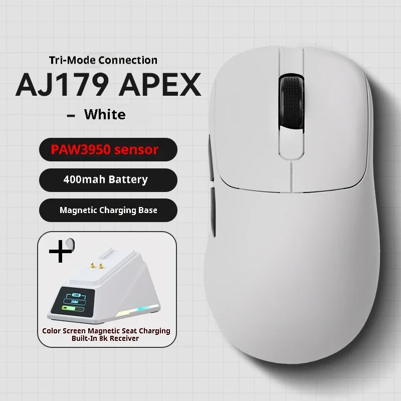 PC AJ179 Apex Wireless Mouse AJAZZ 58g Lightweight Long battery life New Release Multi-mode Bluetooth 2.4g PC MAC Gaming Office