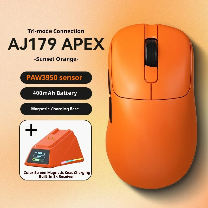 PC AJ179 Apex Wireless Mouse AJAZZ 58g Lightweight Long battery life New Release Multi-mode Bluetooth 2.4g PC MAC Gaming Office