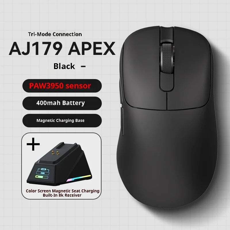 PC AJ179 Apex Wireless Mouse AJAZZ 58g Lightweight Long battery life New Release Multi-mode Bluetooth 2.4g PC MAC Gaming Office