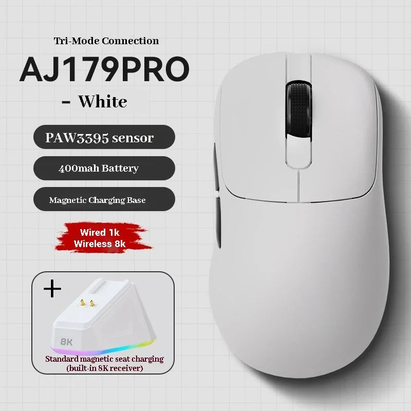 PC AJ179 Apex Wireless Mouse AJAZZ 58g Lightweight Long battery life New Release Multi-mode Bluetooth 2.4g PC MAC Gaming Office