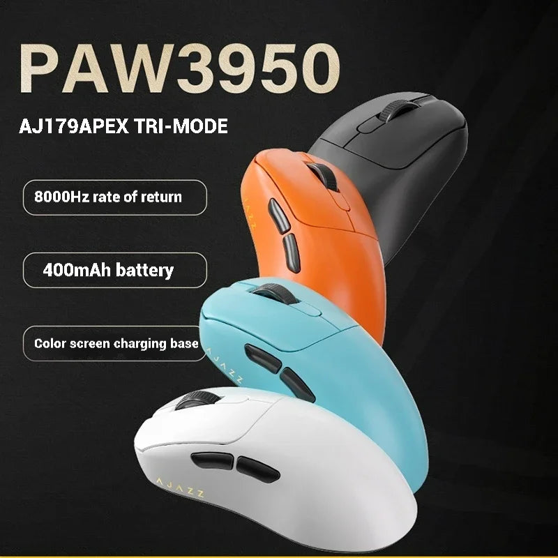 PC AJ179 Apex Wireless Mouse AJAZZ 58g Lightweight Long battery life New Release Multi-mode Bluetooth 2.4g PC MAC Gaming Office