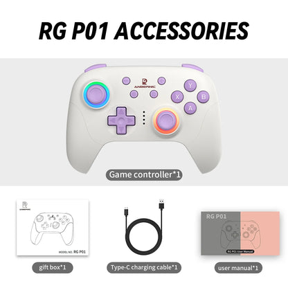 ANBERNIC RG P01Gamepad Wireless Gaming Controller Hall Trigger Joystick Macro Key RGB For Switch PC Android IOS Breathing Light