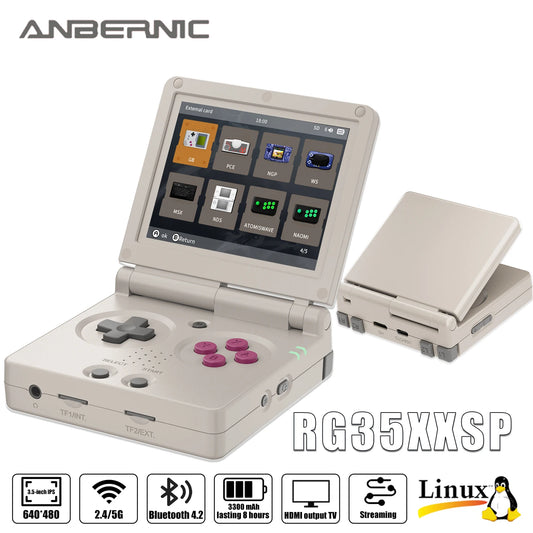 ANBERNIC RG35XXSP Flip Handheld Game Console Linux System 64G 3.5'' IPS Screen HDMI-TV-Out Support Streaming With Hall Switch