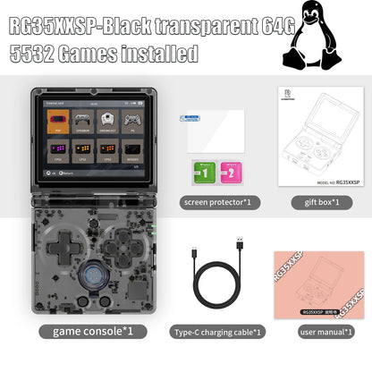 ANBERNIC RG35XXSP Flip Handheld Game Console Linux System 64G 3.5'' IPS Screen HDMI-TV-Out Support Streaming With Hall Switch