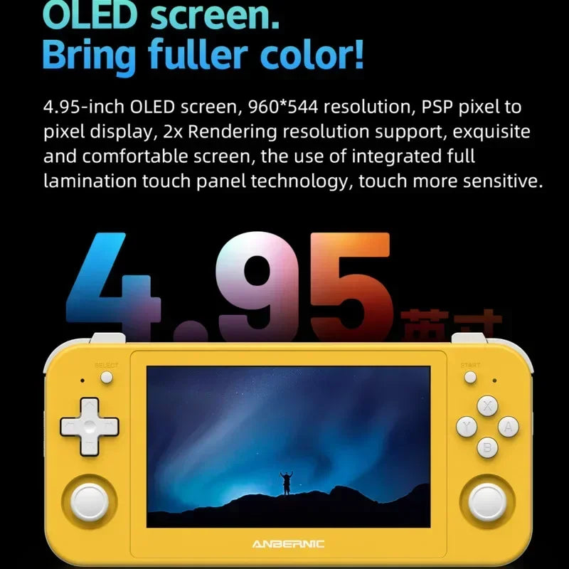 ANBERNIC RG505 Handheld Game 4.95 Inches OLED Touch Screen Android 12 OS Portable Retro Video Console 512G 70000 Games PSP Gift