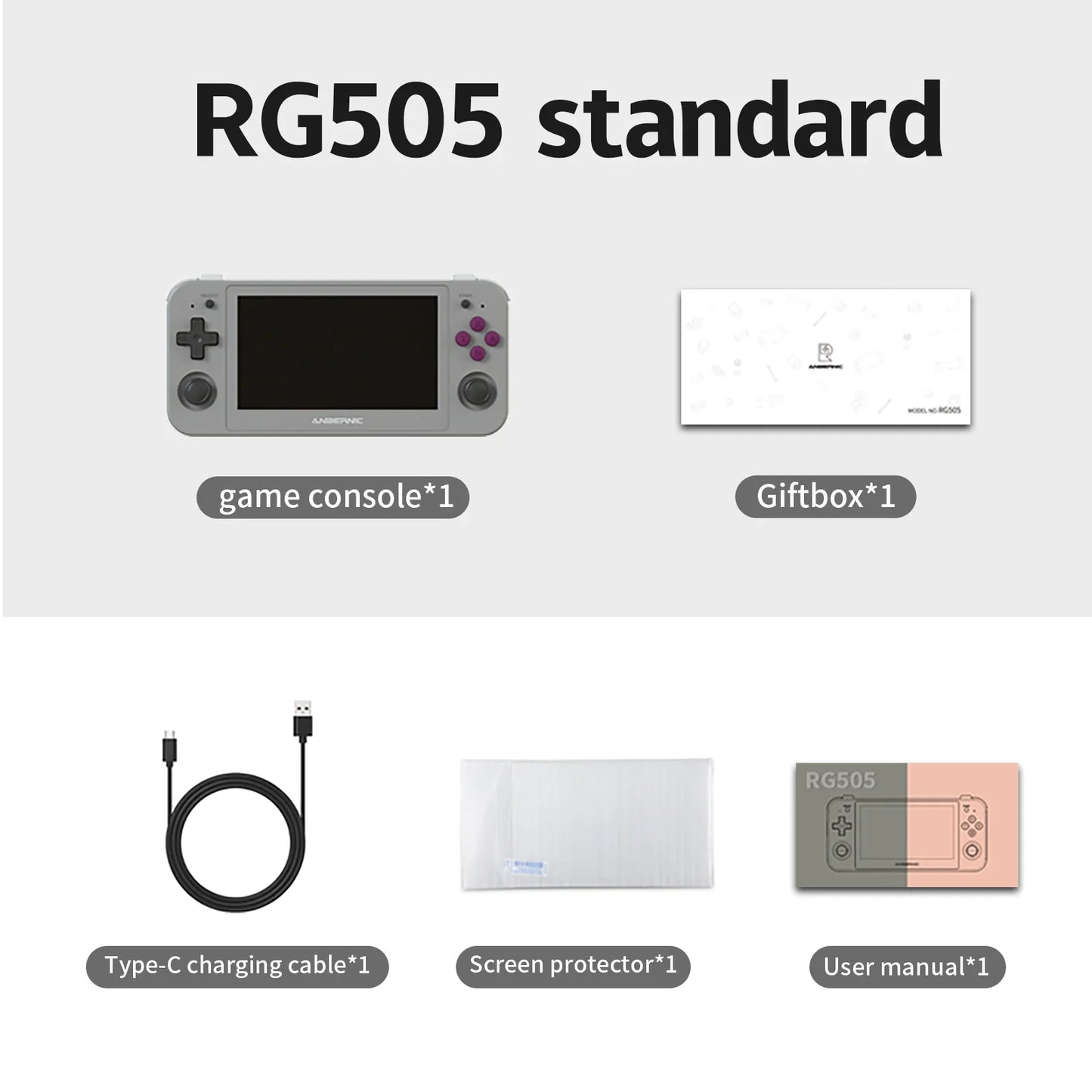 ANBERNIC RG505 Handheld Game Console 4.95 Inches OLED Touch Screen Android 12 Portable Video Console PSP 512G 70000 Games Gift