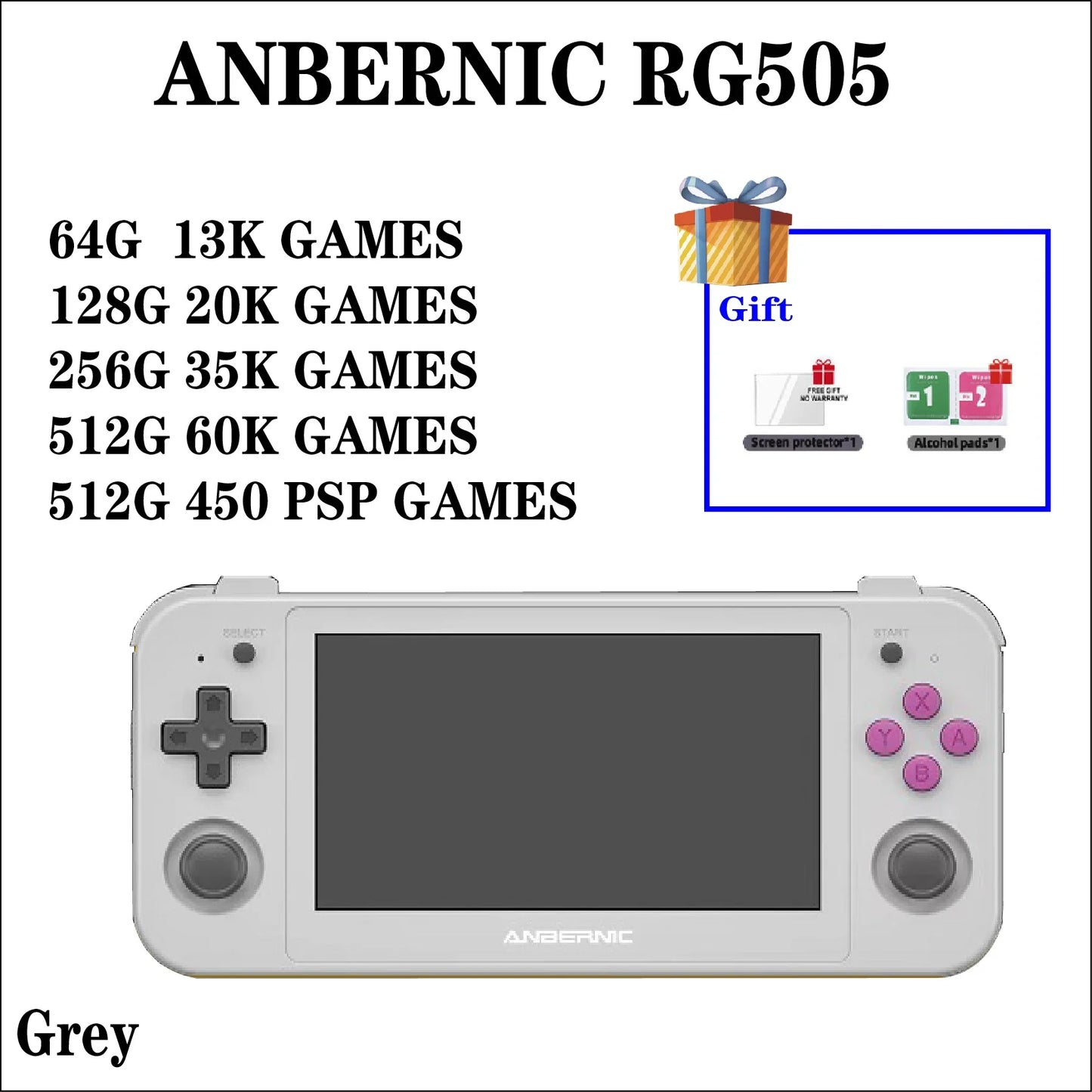 ANBERNIC RG505 Handheld Game Console Android 12 System Unisoc Tiger T618 4.95 Inch OLED Touch Screen with Hall Joyctick Gifts