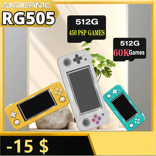 ANBERNIC RG505 Handheld Game Console Unisoc Tiger T618  Android 12 System 4.95-INCH OLED With Hall Joyctick OTA Update PSP Gift