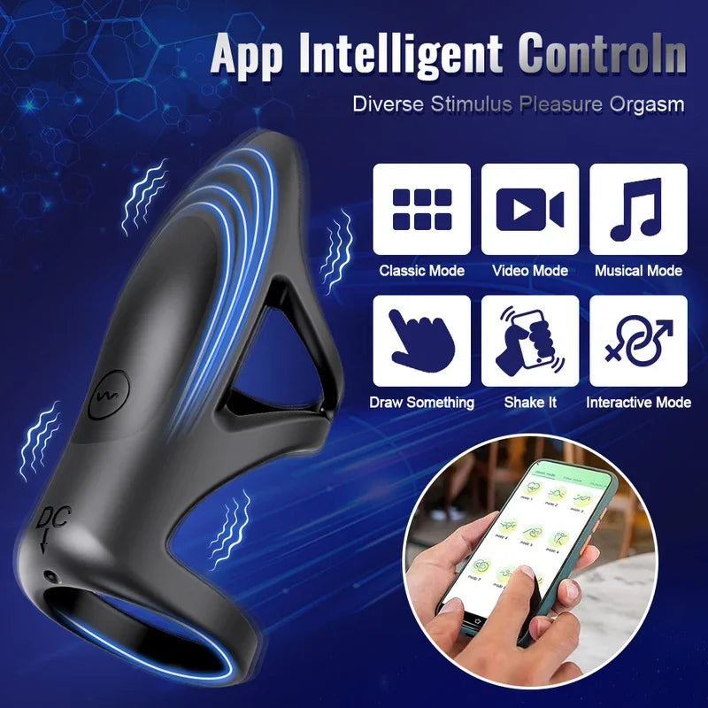 Gtooza_APP Bluetooth Vibrating Cock Penis Ring  Delay Ejaculation Sex Toys  Men Couple Penisring Cockring  Sleeve gtooza.com