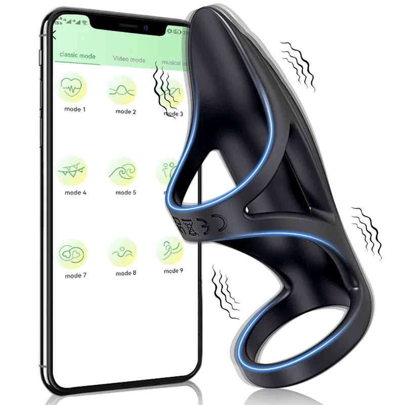 Gtooza_APP Bluetooth Vibrating Cock Penis Ring  Delay Ejaculation Sex Toys  Men Couple Penisring Cockring  Sleeve gtooza.com