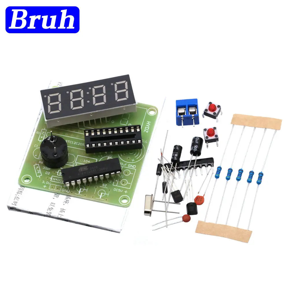 AT89C2051 C51 Digital LED Display 4 Bits Electronic Clock Production Suite DIY Kit 0.56 Inch Red Two Alarm