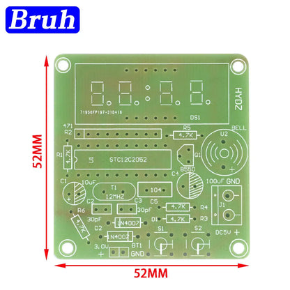 AT89C2051 C51 Digital LED Display 4 Bits Electronic Clock Production Suite DIY Kit 0.56 Inch Red Two Alarm