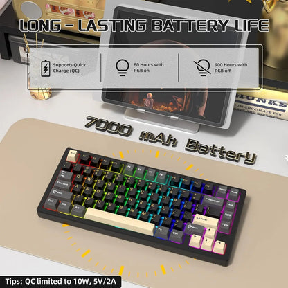 PCATTACK SHARK X75 Aluminum CNC Wireless Mechanical Gaming Keyboard, BT/2.4