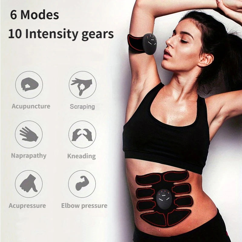 PC Abdominal Muscle Stimulator, USB Rechargeable Abdominal Training Belt, H