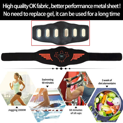 PC Abdominal Toning Belt Abs Trainer Muscle Toner Waist Massager Rechargeab