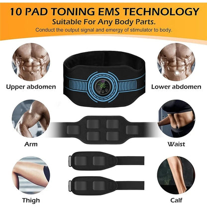 PC Abs Belt Abdominal Trainer EMS Muscle Stimulation Electric Exerciser Ton