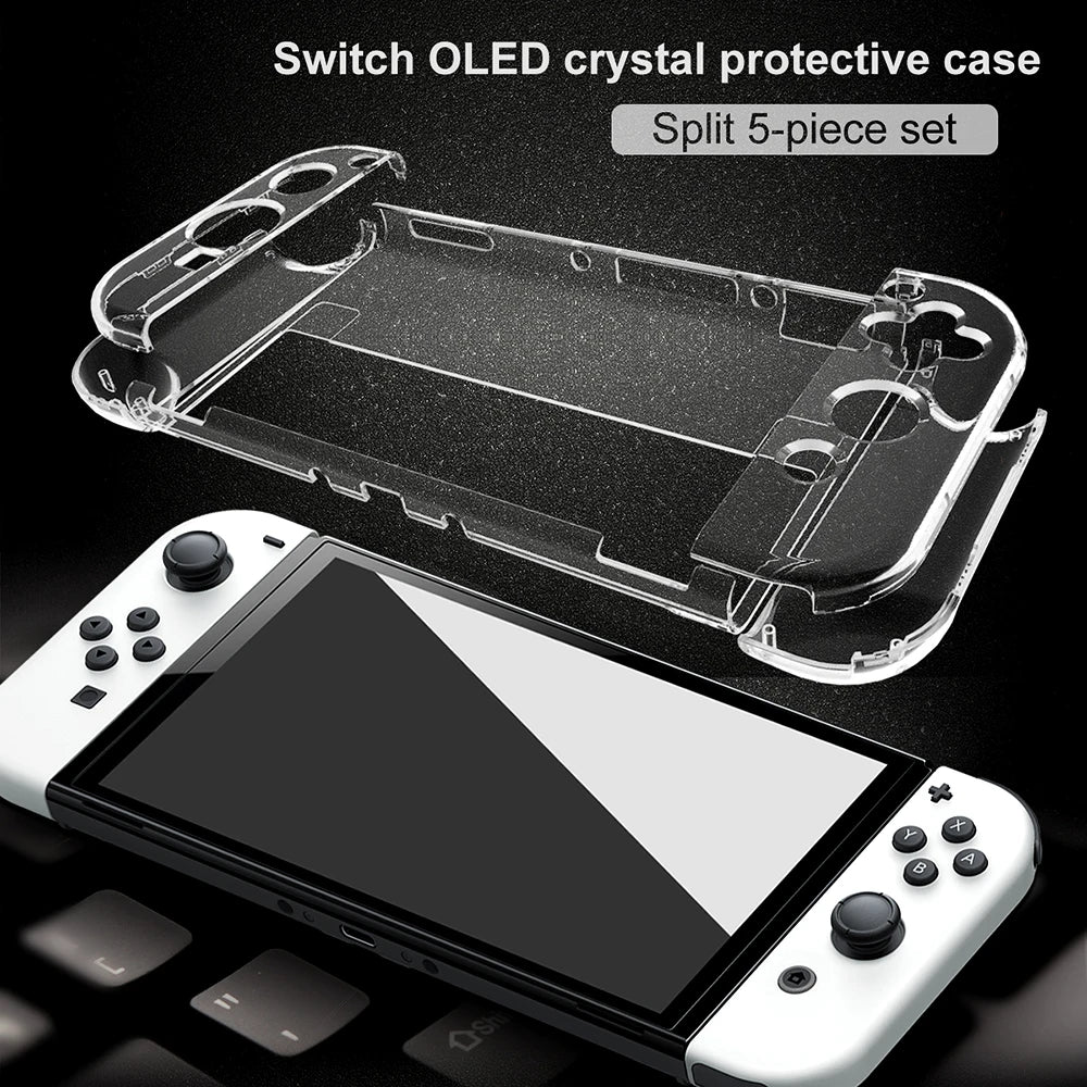 Accessories Kit for NS Switch OLED Storage Carry Bag with 10 Game Card Slots Clear Hard Cover Case For Nintendo Switch OLED