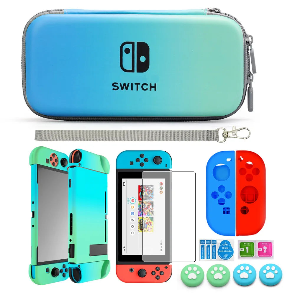 Accessories Kit for NS Switch OLED Storage Carry Bag with 10 Game Card Slots Clear Hard Cover Case For Nintendo Switch OLED