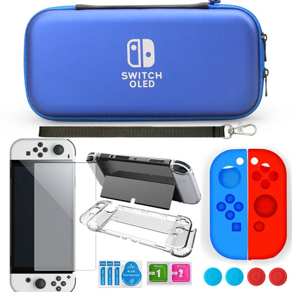 Accessories Kit for NS Switch OLED Storage Carry Bag with 10 Game Card Slots Clear Hard Cover Case For Nintendo Switch OLED