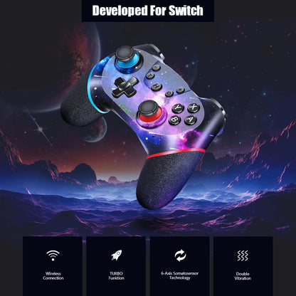 AceGamer Nebula Design Wireless Controller  Switch/Lite/OLED, with Dual Vibration/Turbo/Ergonomic Function