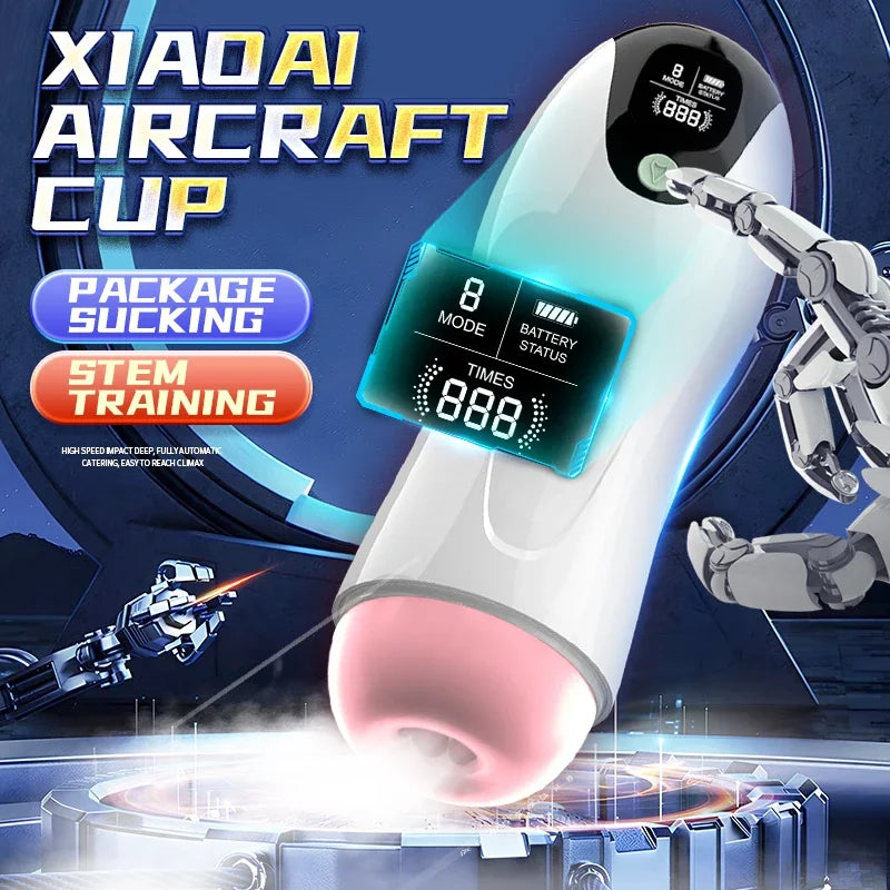 Gtooza_Adult Products Men's Automatic Airplane Cup Sucking Telescopic Intelligent Sound Heating Simulation Channel Sex Masturbation gtooza.com