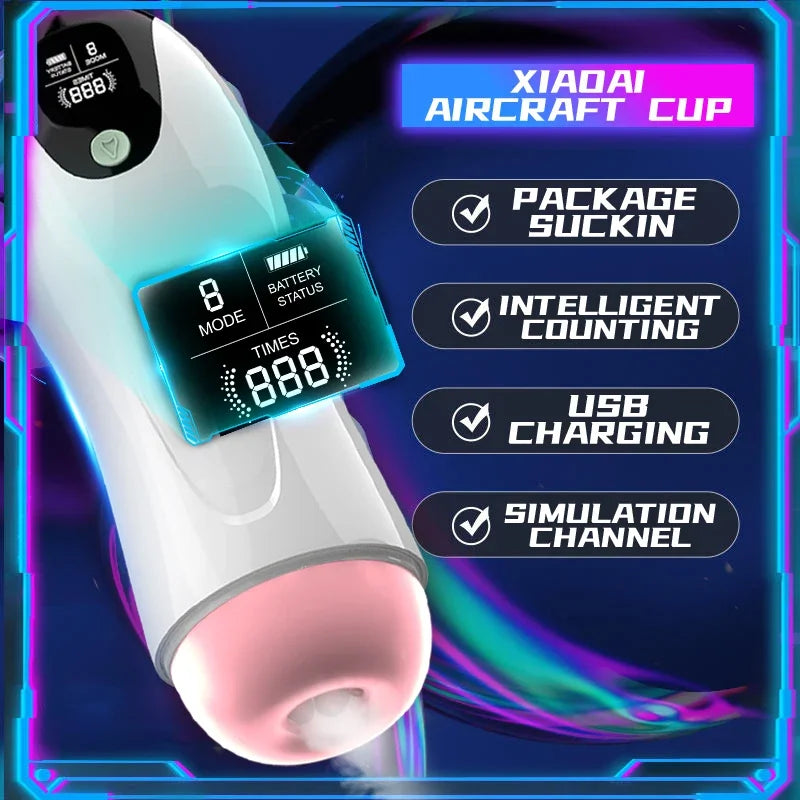 Gtooza_Adult Products Men's Automatic Airplane Cup Sucking Telescopic Intelligent Sound Heating Simulation Channel Sex Masturbation gtooza.com