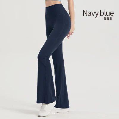 Adult Women Nylon High-waisted Bell Bottoms Dance Flare Long Trousers Fitness Black Gymnastics Flare Trousers gtooza.com