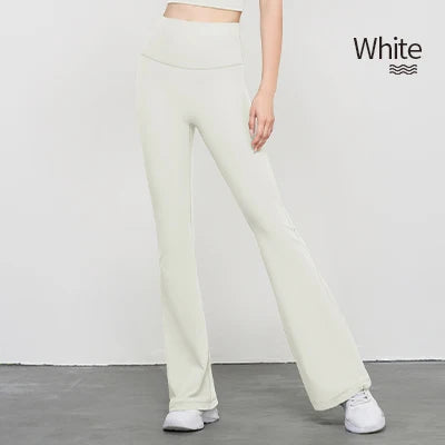 Adult Women Nylon High-waisted Bell Bottoms Dance Flare Long Trousers Fitness Black Gymnastics Flare Trousers gtooza.com