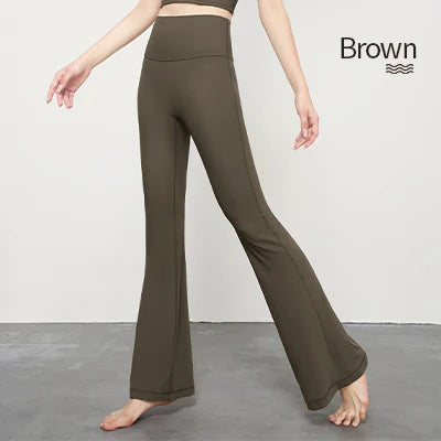 Adult Women Nylon High-waisted Bell Bottoms Dance Flare Long Trousers Fitness Black Gymnastics Flare Trousers gtooza.com