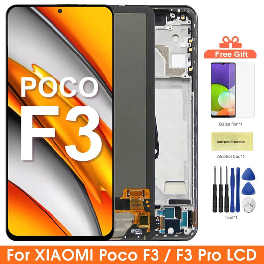 Gtooza_6.67" Super AMOLED Poco F3 Display Screen,  Xiaomi Poco F3 M2012K11AG Lcd Display Digital Touch Screen with Frame Replacement gtooza.com