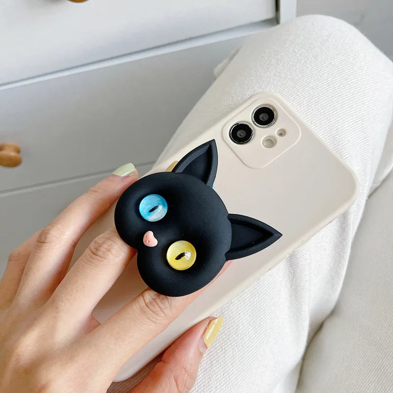 PC Air Sac Phone Holder  Korean INS  3D Cat Cellphone Finger Ring Stand  Mobile Phone Accessories  Iphone