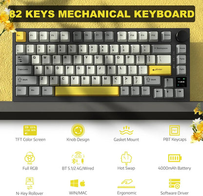 PCAjazz AK820 Pro 75% Mechanical Keyboard with Screen & Knob Hot Swappable