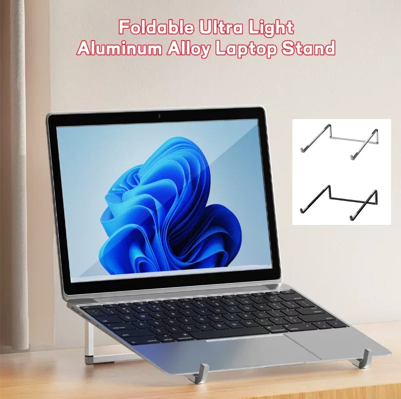 Aluminum Alloy Laptop Holder Stand Desktop Height Increase Folding Cooling Bracket Anti Slip For All Notebook Macbook