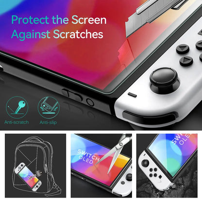 Anti-Scratch 9H Eyes Protective Glass Film Bubble-Free Tempered Glass Screen Protector  Nintendo Switch OLED Game Console