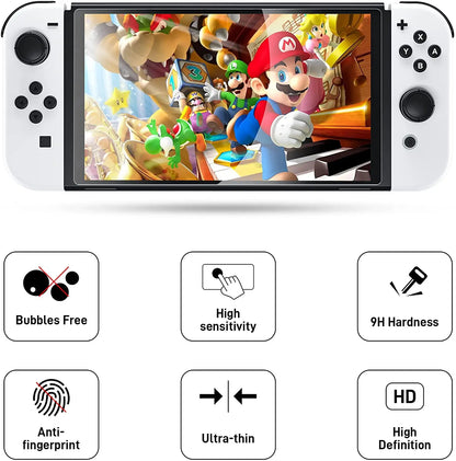 Anti-Scratch 9H Eyes Protective Glass Film Bubble-Free Tempered Glass Screen Protector  Nintendo Switch OLED Game Console