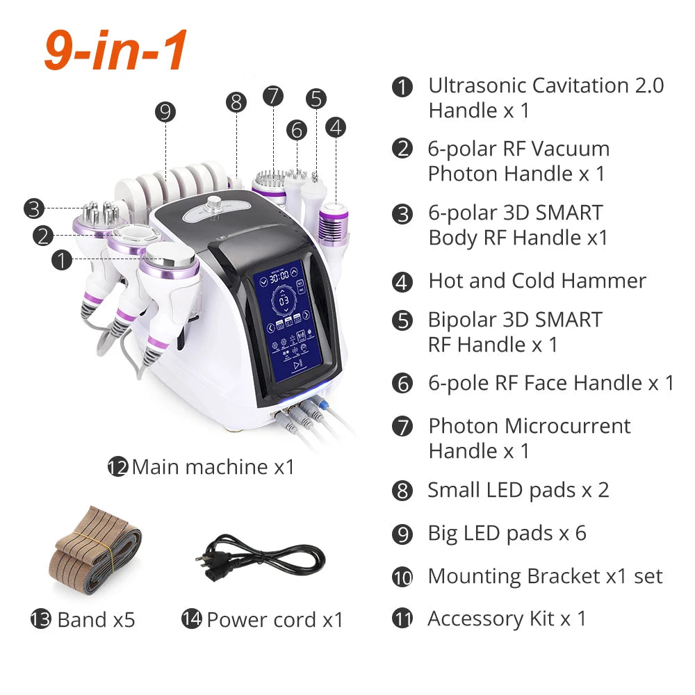 PC Aristorm 8/9in1 S Shape Machine 40K Ultrasound Body Shape Facial Lifting