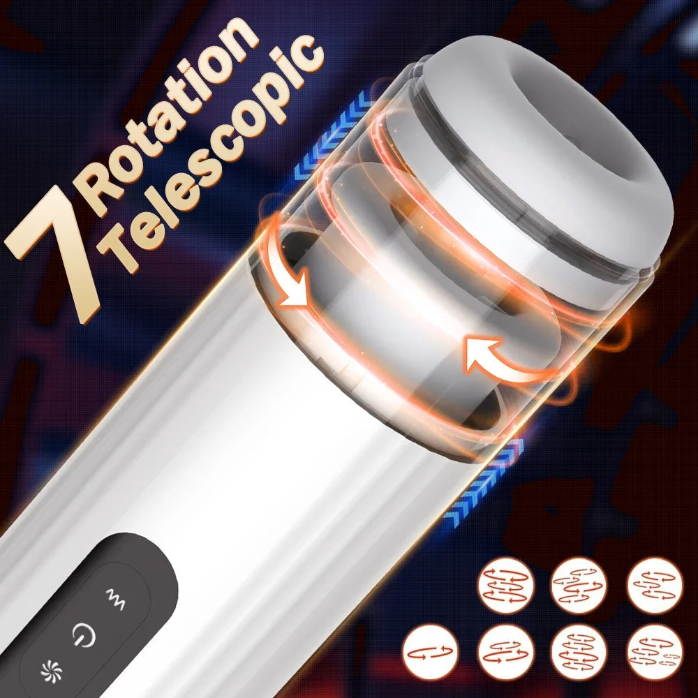 Automatic Telescopic Vibration Heated Male Masturbation Cup Sex Toys  Men Pocket Pussy Flesh light Glans Massager Blowjob 18+ gtooza.com