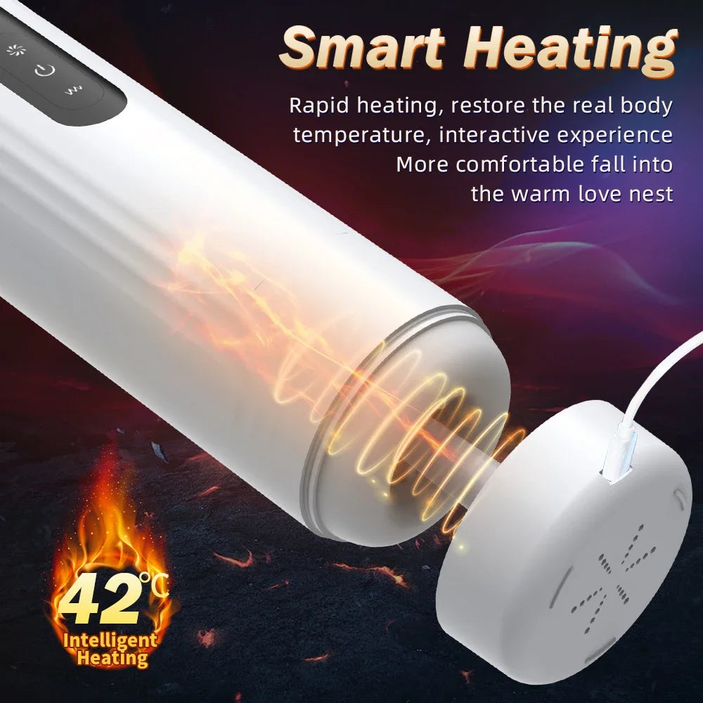 Automatic Telescopic Vibration Heated Male Masturbation Cup Sex Toys  Men Pocket Pussy Flesh light Glans Massager Blowjob 18+ gtooza.com