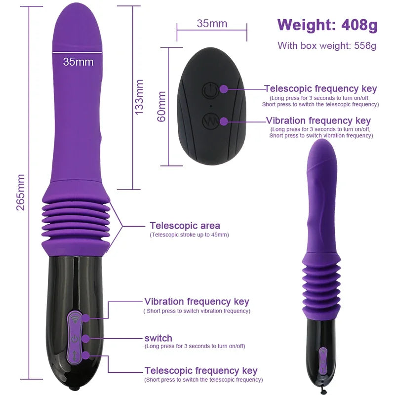 Automatic Thrusting Sex Machine Telescopic Dildo Vibrator Vaginal Massage Orgasm G Spot Stimulation Adult Female Toy Masturbator