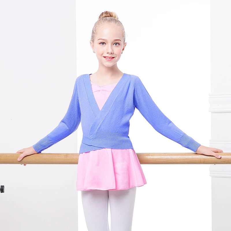 GtoozaAutumn Winter Wrap Ballet Sweater Cardigans  Girls Kids Soft Knitted Dance Leotards Crossover Warm Ballet Coats