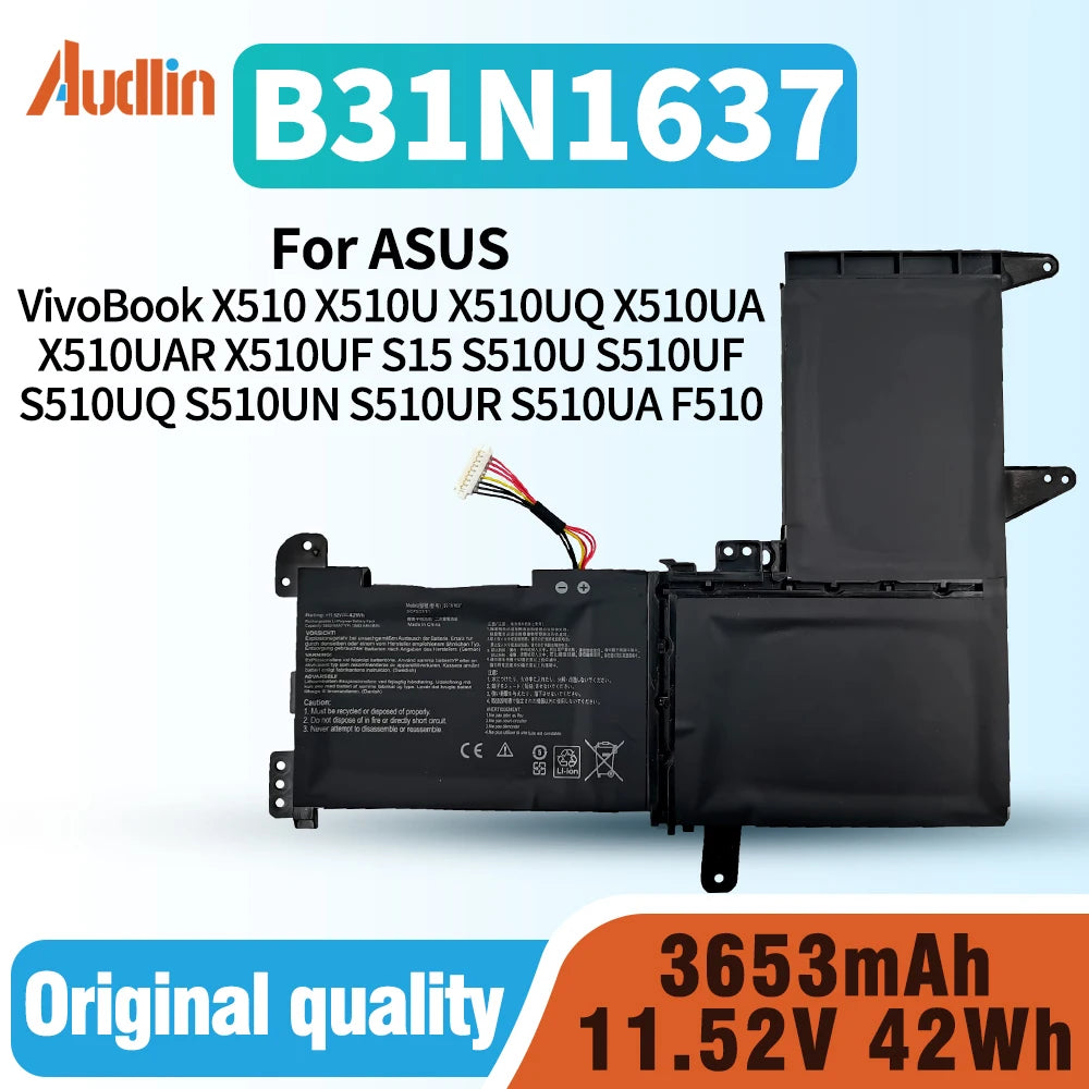 PC B31N1637 C31N1637 Laptop Battery  ASUS VivoBook X510 X510U X510UQ X510UA S510U S510UF S510UQ F510U F510UA F510UQ F510QA