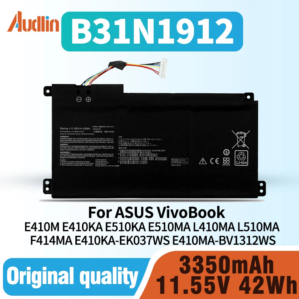 PC B31N1912 C31N1912 Battery  ASUS VivoBook 14 E410M E410KA E510KA E510MA L410MA L510MA F414MA E410KA-EK037WS E410MA-BV1312WS