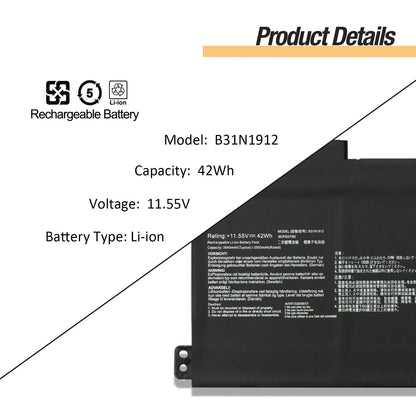 PC B31N1912 C31N1912 Battery  ASUS VivoBook 14 E410M E410KA E510KA E510MA L410MA L510MA F414MA E410KA-EK037WS E410MA-BV1312WS