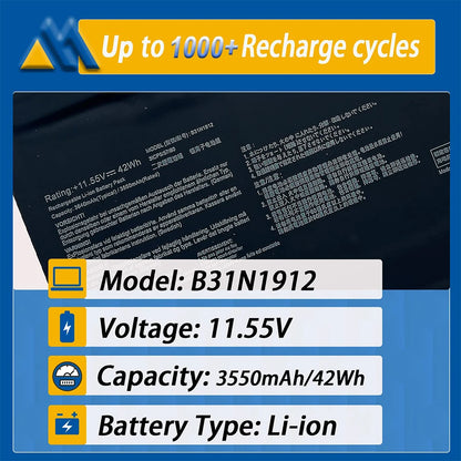 PC B31N1912 C31N1912 Laptop Battery  ASUS VivoBook 14 E410M E410MA L410M L410MA E410KA F414MA E510MA E510KA L510MA R522MA L410MA